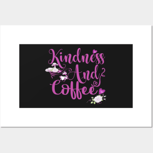 Kawaii Kindness and coffee lama Posters and Art